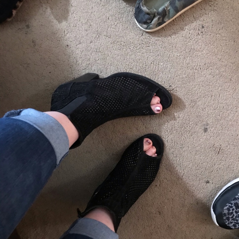 Black peep toe booties